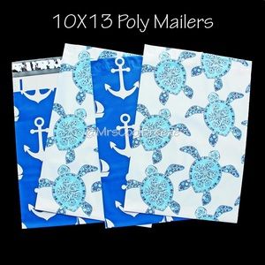 50 - 10X13 Nautical & Turtle Designer Poly Mailers